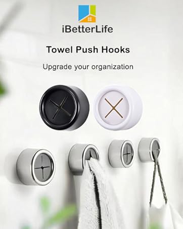 4Pcs Adhesive Kitchen Towel Hooks - Dish Towel Holder for Cabinet, Push Hand Towel Hook