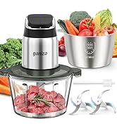 Ganiza Food Processor, 2-Speed Food Chopper Meat Grinder with 8 Cup Stainless Steel &amp; 8 Cup Glass...