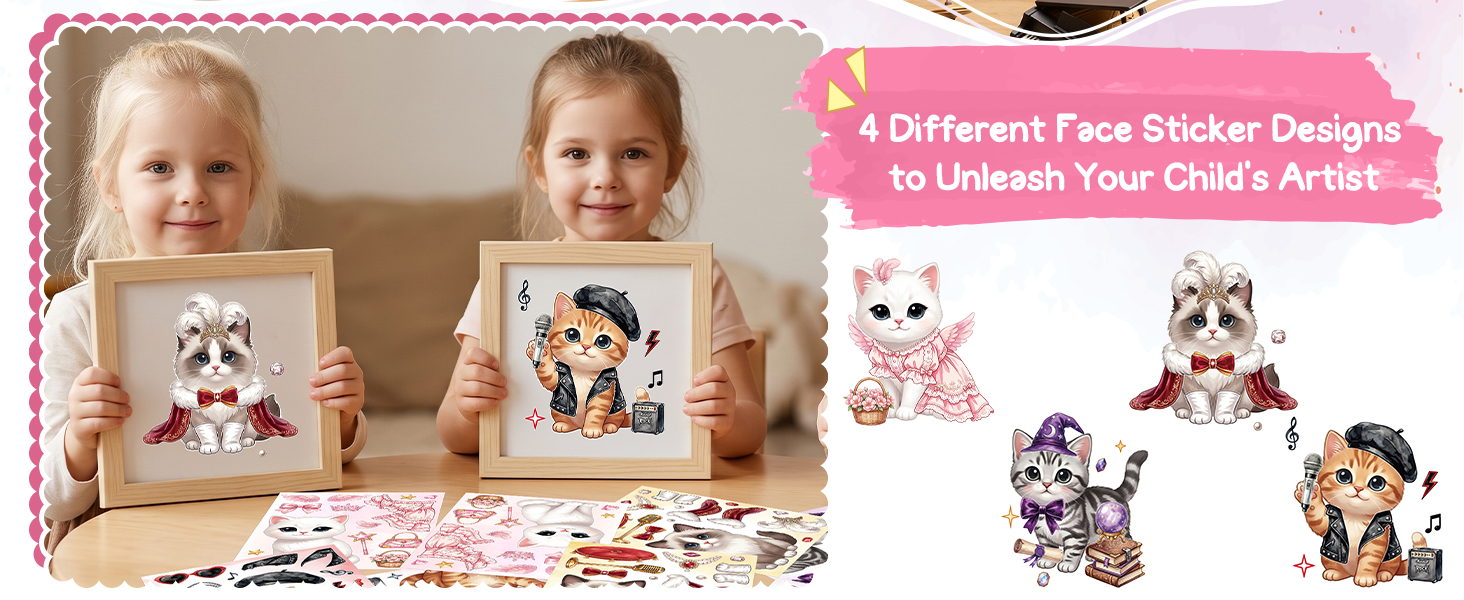 Dress Up Kitten Sticker for Girls
