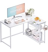 Pamray 43 Inch L Shaped Computer Desk with Reversible Side Storage Shelves, Small Corner Desk for...