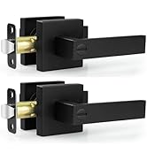 Estmoon 2 Pack Privacy Door Levers Door Handle Matte Black Interior Door Knobs Keyless Door Locks...