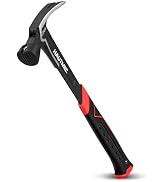 HAUTMEC 20 oz. One Piece Forged Framing Hammer With Straight Rip Claw Hammer, Milled Face, Shock-...