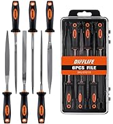 DIFFLIFE 7'' Needle File Set (Carbon Steel 6 Piece-Set) File Handles, Hardened Alloy Strength Ste...