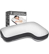 L Shaped Pillow Side Sleeper Pillow for Neck and Shoulder Pain Relief – Adjustable Shredded Memor...