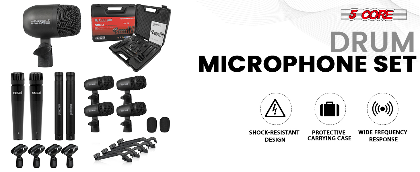 drum mic kit drum microphone set 9 piece drum set drum mic set recording studio kit percussion mic
