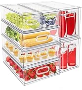 Mano Fridge Drawer Pull Out Stackable Bins with Handle Clear Refrigerator Drawers Organizer Food ...