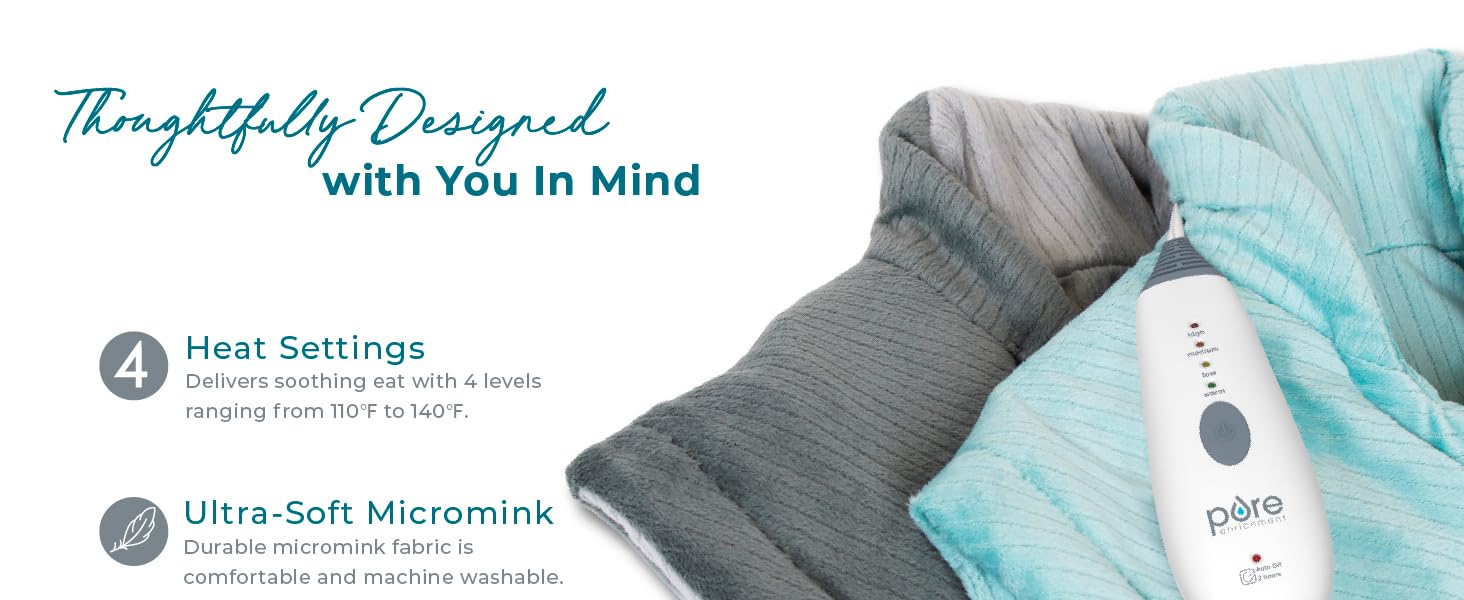 thoughtfully designed instaheat ultrasoft micromink soothing heat auto shut off led machine washable