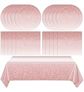 41Pcs Ombre Rose Gold Birthday Decorations,Gradient Pastel Rose Gold Party Supplies Birthday Part...
