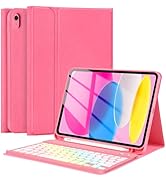 FUWANG iPad 10th Generation Case with Keyboard 10.9 inch 2022- Detachable 7 Colors Backlit Wirele...