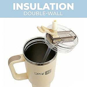 GEAR IQ 40oz stainless steel tumbler with double-wall vacuum insulation