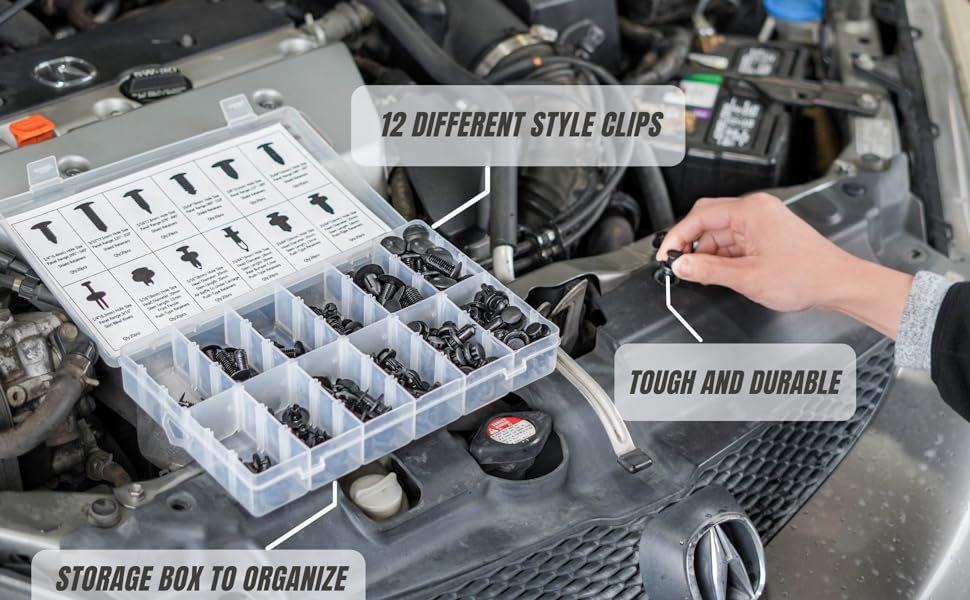 12 different push retainer clips