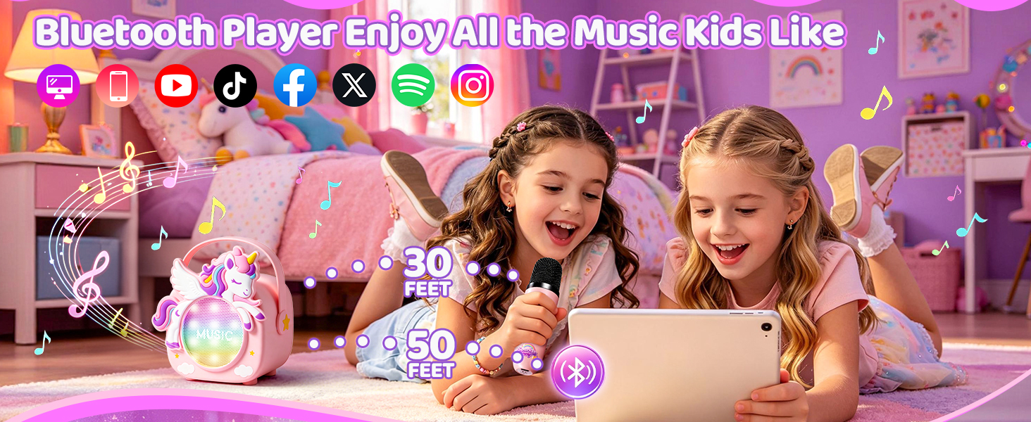 kids karaoke machine for kids microphone mini unicorn gifts for girls 4-6 gifts for 4 year old girl