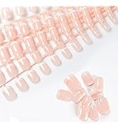 LIARTY 120 Pcs 12 Different Size Natural French Short False Nails Acrylic Full Cover Nails with S...