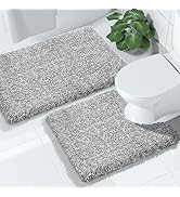 Yimobra Fluffy Bathroom Rugs Sets 2 Piece, Shaggy Toilet Rug U Shaped, Soft Comfortable Non Slip ...
