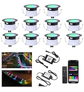 GEYUEYA Home Recessed Step Lights, RGBW+IC Led Lights Outdoor Waterproof IP67, 1.22