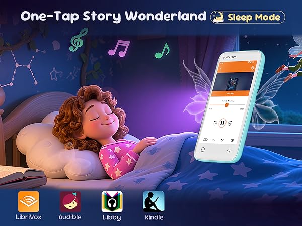 Kids’ MP3 player with sleep mode, bedtime stories from Audible, Libby, LibriVox, Kindle