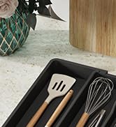 Lifewit Utensil Organizer for Kitchen Drawers, Expandable Cooking Utensil Tray, Adjustable Cutler...