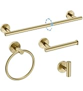 Luxbaro Brushed Gold Towel Bar Set, 24 Inch Bathroom Accessories Set, Wall Mounted Bathroom Hardw...