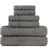 BW Luxe Home - 100% Soft Turkish Cotton 6 Piece Gray Towel Set (2 Bath, 2 Hand, 2 Wash). 600 GSM,...