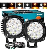 Nilight Led Offroad Lights 2PCS 4Inch 9LED Round Driving Light Spot Amber White Strobe 6 Modes Me...
