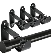 4 Pack Curtain Rod Bracket, Heavy Duty Curtain Rod Holder Hook for Wall, Black Drapery Rod Suppor...