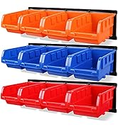 HORUSDY 12PC Bin Wall Mounted Storage Bins Parts Rack Organizer Garage Plastic Shop Tool, Tools f...