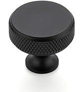 Ravinte 25 Pack Round Matte Black Knobs Knurled Single Hole Pulls Solid Black Kitchen Cabinet Har...