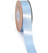 LaRibbons 1 Inch 25 Yard Double Faced Satin Ribbon,Light Blue Satin Craft Fabric Ribbon for Gift ...