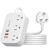 PD20W UK Adapters for Travel, US to UK Plug Adapter with 3 Outlets 3 USB Charging Ports (USB-C), ...