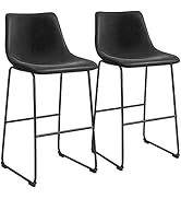 Homall 29 inch Bar Stools Set of 2, PU Faux Leather Counter Height Bar Stools with Back, Industri...