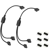 GRZWAYS 2-Pack Black 4 Pins LED Splitter Cable LED Strip Connector 2 Way Splitter Y Splitter for ...