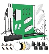 EMART 7 x 10 ft Backdrop Support System with Sand Bag, Photography Lighting Kit with 105W CFL Blu...