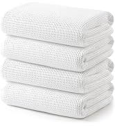 ecolook 4 Piece Waffle Bath Towel Set, 100% Cotton Lightweight &amp; Quick-Dry Bath Towels, Ultra-Abs...