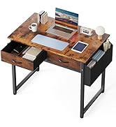 DUMOS 32" Home Office Computer Desk with Drawers, Small Gaming Writing Study Table with Storage S...