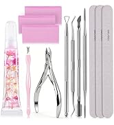 MelodySusie Cuticle Trimmer with Cuticle Pusher, Nail File and Buffer Blocks,Portable Cuticle Oil...