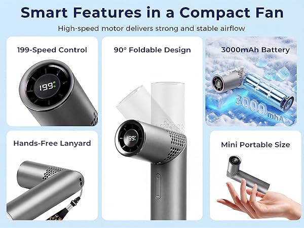 mini portable fan adjustable compact purse pocket commuting travel cooling lightweight portable