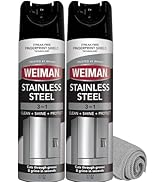 Weiman Stainless Steel Cleaner &amp; Polish, 2 Pack Aerosol, Anti Fingerprint Spray Stainless Steel C...