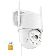 KKB 4G LTE Cellular Security Camera, Wired Cellular Cam Built-in SIM Card for Outdoor/Indoor, Unl...