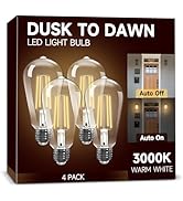 Dusk to Dawn Light Bulbs: Outdoor Light Bulbs, 6W Equivalent 60W Edison Bulbs, 3000K Warm White, ...