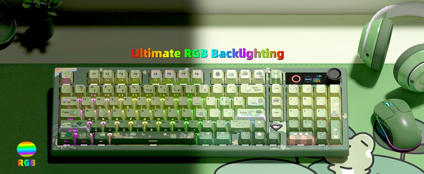 Frog Wireless Mechanical Creamy Keyboard,Gaming Keyboard with Number Pad,98% Keyboard