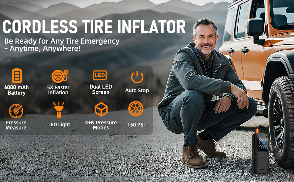 emergency tire inflator for road trip