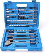 YOUGFIN Rotary Hammer Drill Bits Set, 17 Pcs SDS Plus Carbide-Tipped Masonry Drill Bits and Chise...