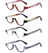 4 Pairs of Colorful Fashion Half Moon Frame Reading Glasses Spring Hinge Male and Female Readers
