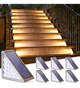 NIORSUN Solar Step Lights for Outside, 6 Pack Warm White Solar Stair Lights Outdoor Waterproof Au...