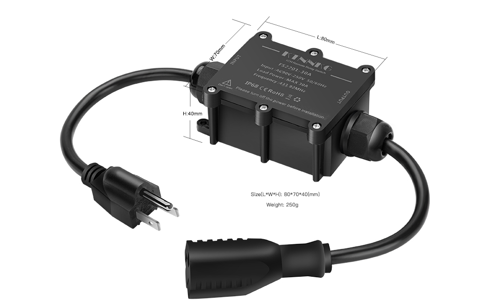 KTNNKG weatherproof remote outdoor switch 30A