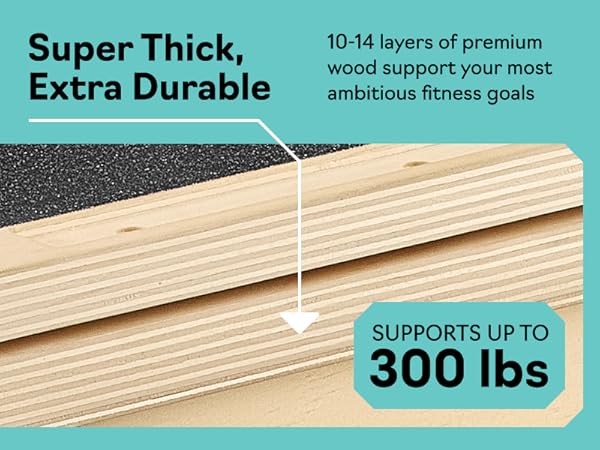 Heavy duty wooden slant board for exercise with strong grip and high weight capacity