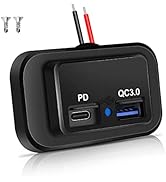 1PCS 12V/24V RV USB Outlet, Dual PD3.0 Type-C (USB C) & Quick Charge QC3.0 USB-A Port Panel Mount...