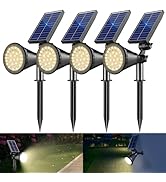 Solar Spotlight Outdoor Waterproof, 36 LED Outdoor Solar Lights with 2200mAh, 2-in-1 Wall or Grou...