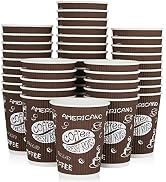 12 oz Paper Coffee Cups, Disposable Coffee Cups (60 Pack), Brown Hot Beverage Cups with Ripple Wa...