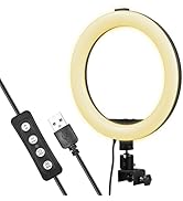 Andoer 10 Inch LED Ring Light Video Conference Light with Clip 3 Light Modes 11 Levels Adjustable...